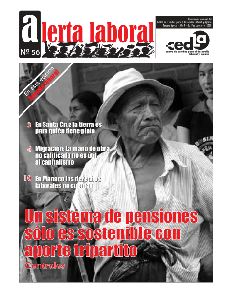 Alerta Laboral 56: Un sistema de pensiones sólo es sostenible con aporte tripartito